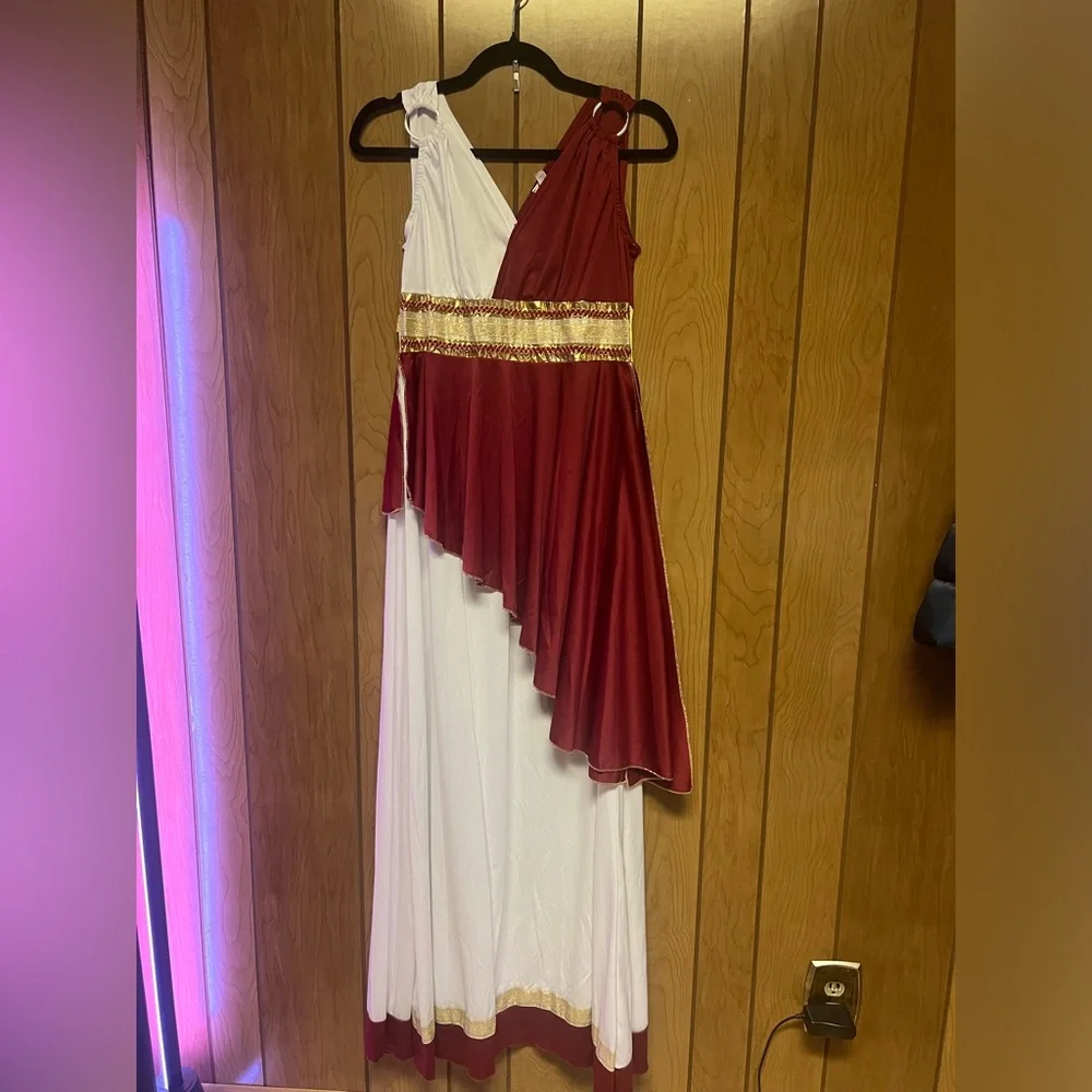 Amscan | Dresses | Amscan Asymmetrical Red And White Dress With Gold Accents